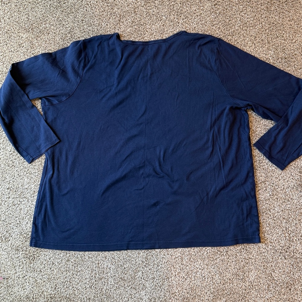 Croft & Barrow | Deep Blue Long Sleeve Tee Soft Scoop Neck - Picture 7 of 8